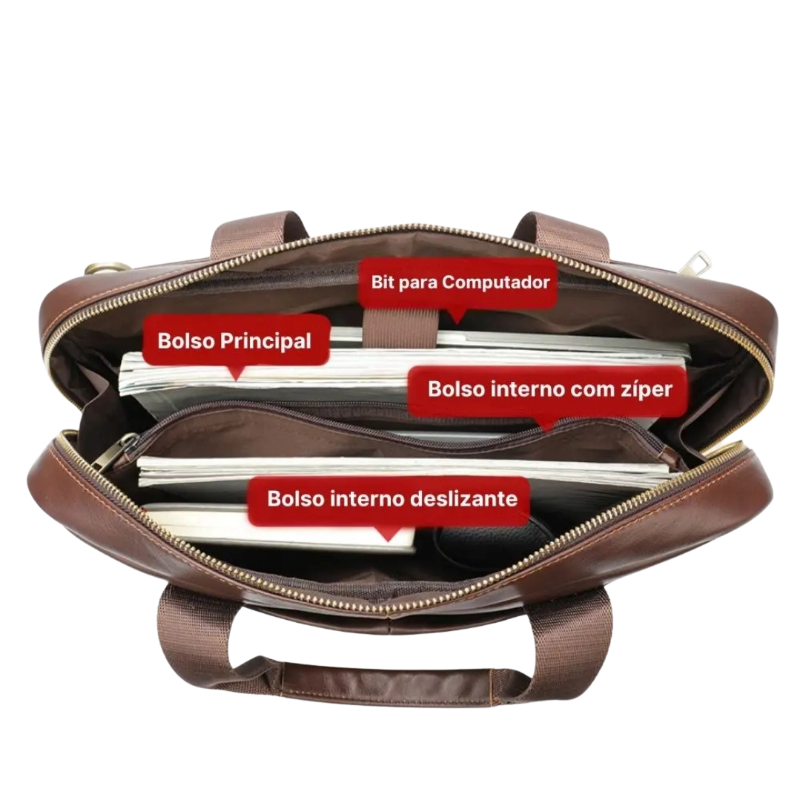 Pasta Executiva Well de Couro Legítimo Lester Notebook 15" pol