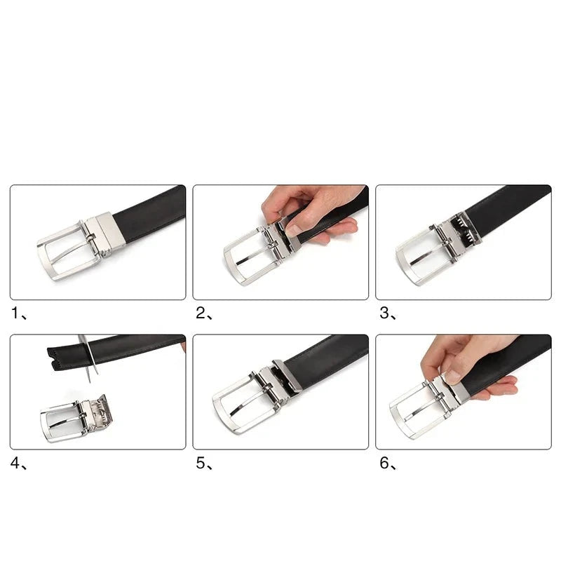 Cinto em Couro Lester com Fivela Reversível (ref.372) - Lester