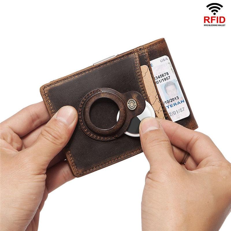 Carteira em Couro suporte Airtag RFID - Lester