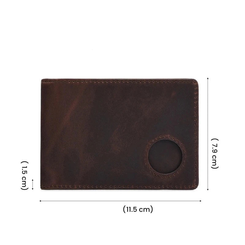 Carteira em Couro Legítimo Suporte AirTag RFID - Lester