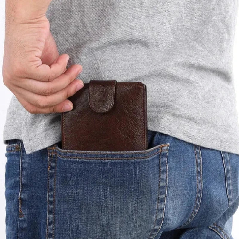 Carteira Masculina Couro Botão Séries Lester