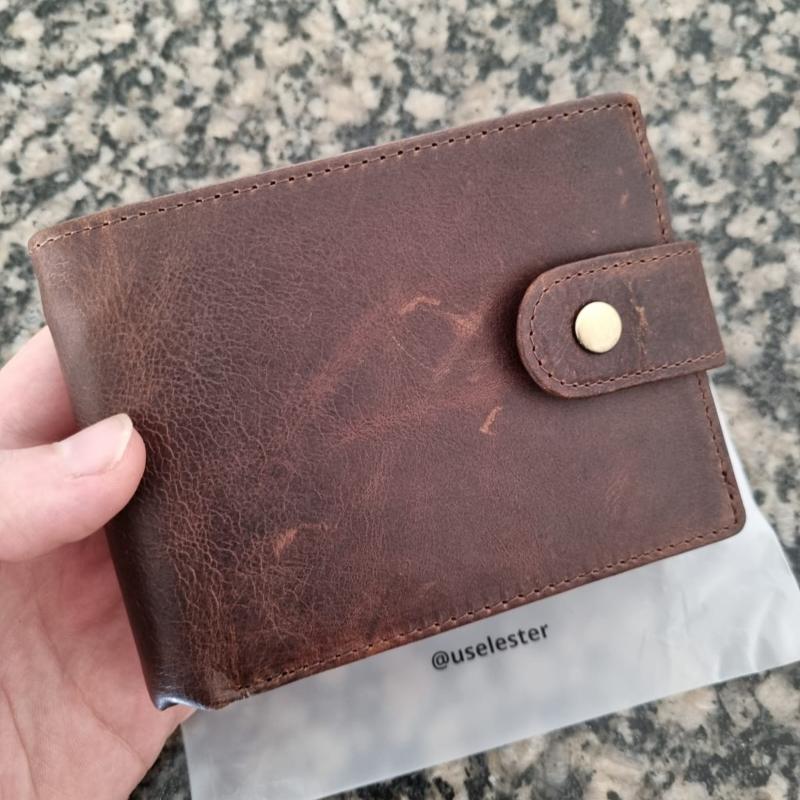 Carteira Artesanal em Couro Retro RFID