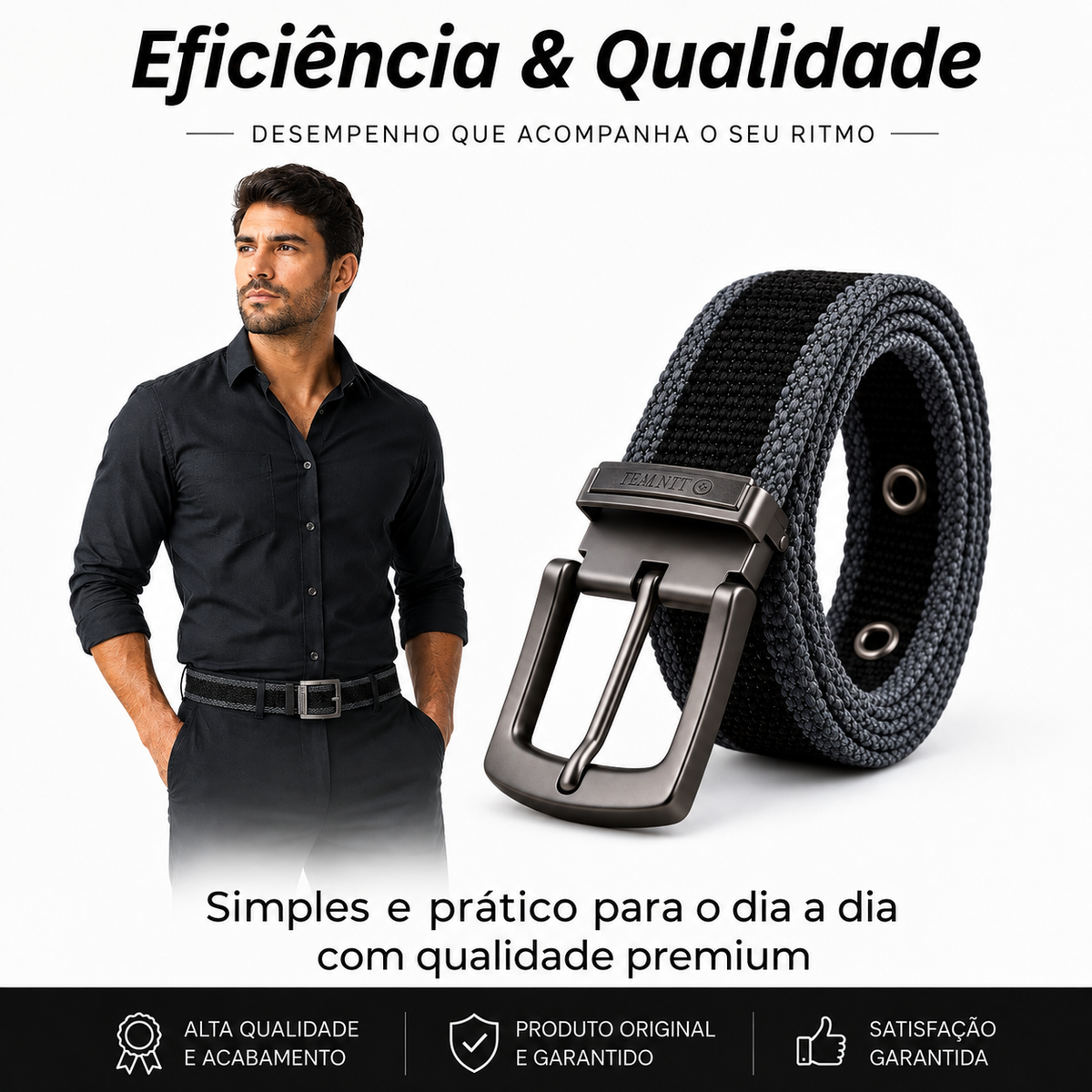 Cinto Casual Masculino Lona Ilhós Lester[PAGUE 1 LEVE 2]