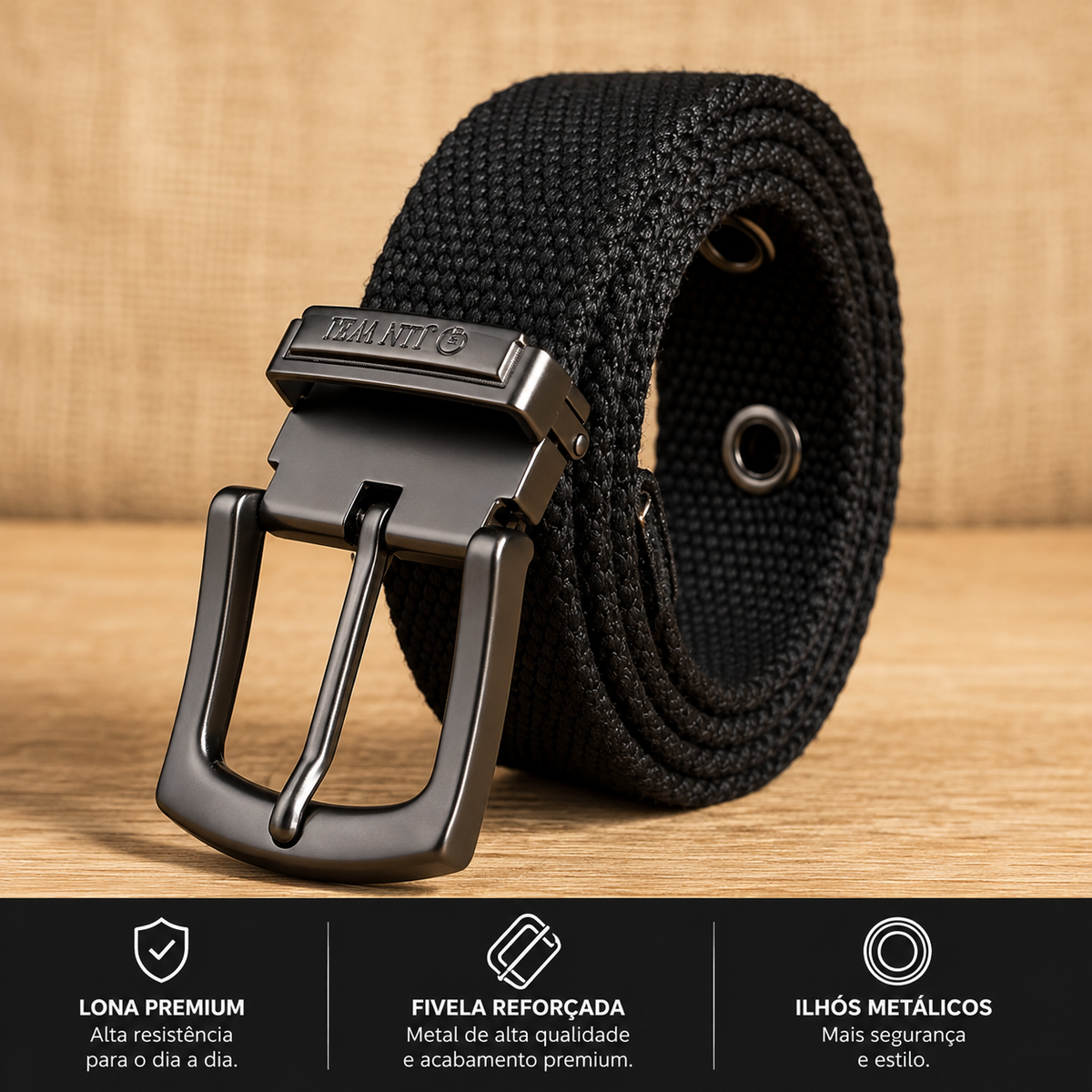 Cinto Casual Masculino Lona Ilhós Lester[PAGUE 1 LEVE 2]